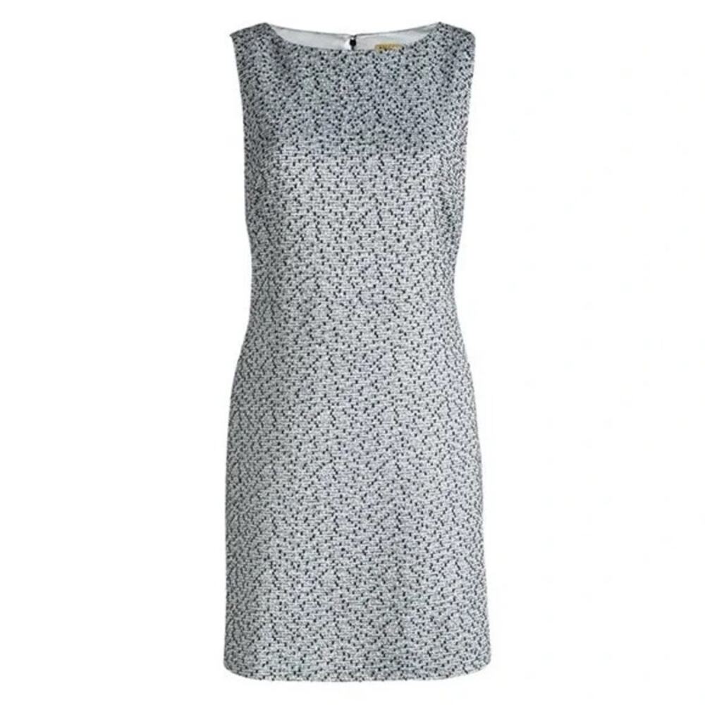 Alice + Olivia Tweed Mini Dress Black White Open Back Size 2 - Picture 2 of 6